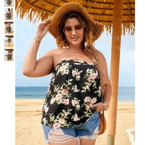 NWOT SHEIN+ black floral tube top